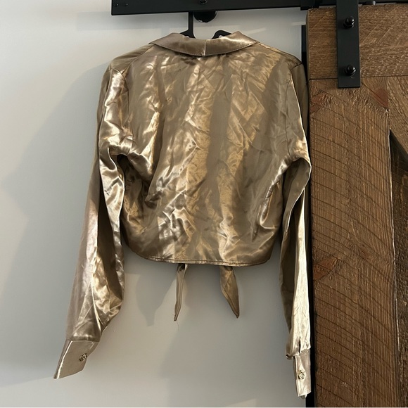 Vintage Metallic Gold Cropped Blouse - Picture 2 of 5
